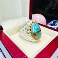 انگشتر فوق کلکسیونی سنگ فیروزه آبی اصل سلطنتی اعلا|بدلیجات|تبریز, |دیوار