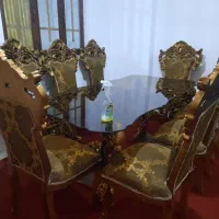 مبل استیل سلطنتی ۹ نفره با ناهار خوری استیل ۸ نفره