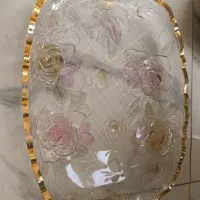 سینی با قطر ۲۵ در ۳۵ گل ها ملیح لب طلایی زیبا ژاپن