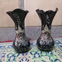 دو عدد گلدان شیشه ای