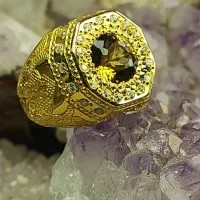انگشتر سیترین جواهر تمام ابکاری طلا۱۸ عیار کد ۷۷۷
