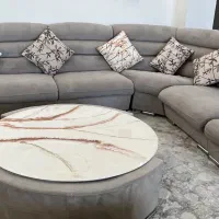 مبلمان ال راحتی همراه با دو میز با رویه ی رزینی|مبلمان خانگی و میز عسلی|تیران, |دیوار