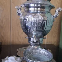 سماورگازی و سینی و کاسه