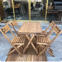 میز و صندلی چوبی تاشو ۴نفره و ۲نفره