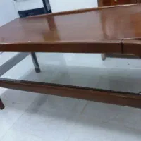 میز جلو مبلی چوب و شیشه / میز وسط چوب گردو بزرگ