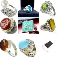 انگشتر نقره مردانه زنانه، عقیق، یاقوت، فیروزه، خطی