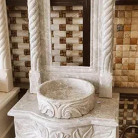 روشویی سنگی هرسین طرح مارپیچ با قاب آینه هالوژنی