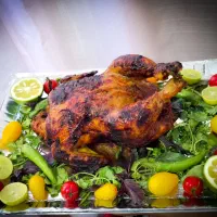 مرغ شکم پر و انواع دسر و سالاد