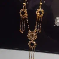 گوشوار وگردنبند شیک طرح طلا رنگ ثابت