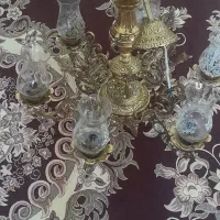 لوستر برنز ۶شعله با ساعت برنز|لوستر و چراغ آویز|میاندوآب, |دیوار