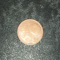 سکه ۵ سنت یورویی سال ۲۰۰۲ در حد نو