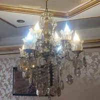لوستر برنجی چهار شاخه دوبل...هشت شعله|لوستر و چراغ آویز|قرچک, |دیوار