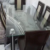 میز نهار خوری 6 نفره شیشه تراش خورده|میز و صندلی غذاخوری|همدان, |دیوار