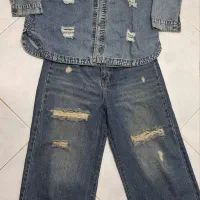 کت و شلوار جین شلوار سایز ۴۲ قد ۸۷ کت فری سایز