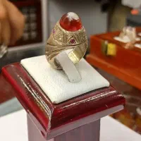 انگشتر نقره عقیق یمانی سه پوسته تک چشم باباقوری