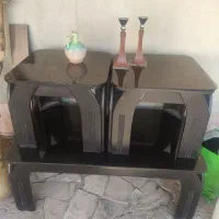 میز جلو مبلی سه تیکه با شیشه هشت میل