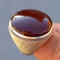 انگشتر نقره با نگین عقیق سرخ یمن بسیار زیبا خاص