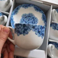 فنجان و نلبکی چینی زرین طرح گلشید ابی ۶ نفره|ظروف سرو و پذیرایی|شیراز, انجیره|دیوار