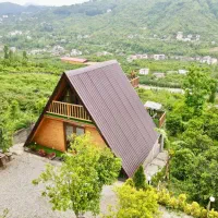 کلبه سوئیسی جنگلی لوکس آبشار.جکوزی ۴ نفره رو تراس