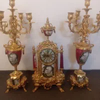 شمعدان وساعت برنز اصل سنگین وزن