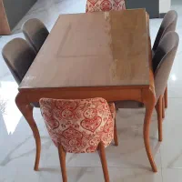 ناهار خوری ۶ نفره بسیار تمیز به همراه شیشه روی میز|میز و صندلی غذاخوری|پردیس, فاز ۱|دیوار