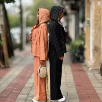 ست مانتو و شلوار  کلاهدار نو