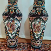 یک جفت فرش کوزه سرمه ای دستبافت