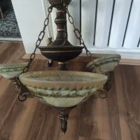 لوستر طرح برنز سه شاخه شیش روشنایی بزرگ