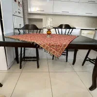 میز تک ناهار خوری ۶ نفره تک با شیشه رومیزی