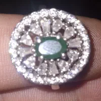 دو عدد انگشتر نقره با نگین زمرد اصل کم نظیر|جواهرات|محمدیه-قزوین, |دیوار