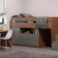 تخت خواب نوجوان تختخواب دوطبقه و کمجا آرکا چوب|تخت و سرویس خواب|کرمانشاه, |دیوار