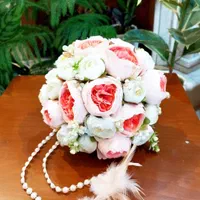 دسته گل عروس لیندا|گل مصنوعی|ری, سرتخت|دیوار