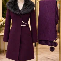 ست پالتو فوتر و شال مخمل موهر