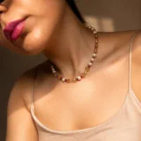 گردنبند دست ساز سیترین، یاقوت سرخ، مروارید طبیعی