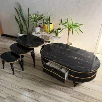 ست میز وسط و گل میز طرح ماربل