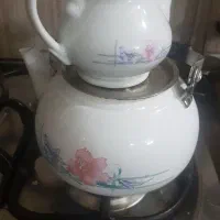 کتری لعابی همراه باقوری چینی که ست هستند|قوری، کتری، قهوه‌ساز دستی|تهران, فلاح|دیوار
