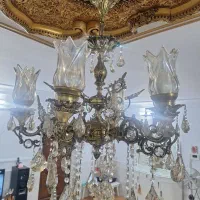 لوستر برنجی شش شاخه در حد نو