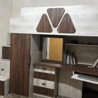 تخت دو طبقه یک نفره همراه با تشک