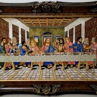 تابلو فرش دستباف شام آخر ابریشم ۹۰*۱۳۰ غرق ابریشم