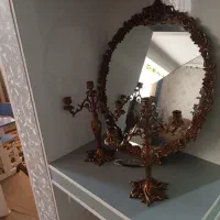 اینه شمعدان تمام برنج|کلکسیون اشیاء عتیقه|زنجان, |دیوار