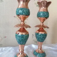 آینه و شمعدان فیروزه کوبی مناسب|صنایع دستی و سایر لوازم تزئینی|اصفهان, بابوکان|دیوار