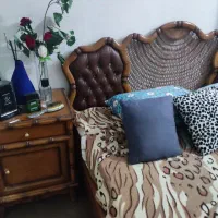 تخت دونفره ترک و آیینه کنسول و پاتختی|تخت و سرویس خواب|بندر امام خمینی, |دیوار