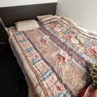 تخت خواب دو نفره چوبی|تخت و سرویس خواب|پرند, |دیوار