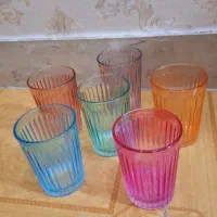 شش تا لیوان رنگی  شش قهوه ه ایی