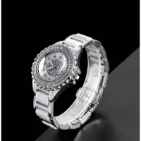 ساعت زنانه تمام نگین نقره ای