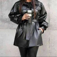 مانتو چرم مشکی