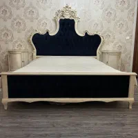 سرویس تخت خواب کینگ چوب راش پارچه صورمهای