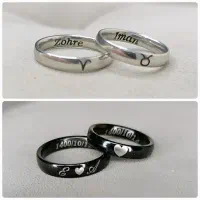 حلقه ساده با حک دلخواه ،مشکی ، طلایی و نقره ای