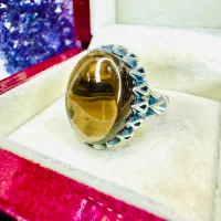 انگشتر فوق کلکسیونی سنگ کوارتز دودی معدنی برزیلی