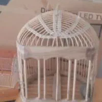 قفس چوبی محکم وقلیان برنجی